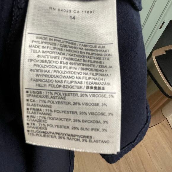 Banana Republic Navy Cap Sleeve A Line Dress Navy Size 14 Back Zip - Picture 4 of 5